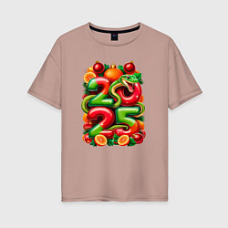 Женская футболка оверсайз Змея веселая 2025