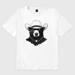 Женская футболка оверсайз Медведь ковбой на диком западе