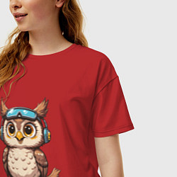 Футболка оверсайз женская Сова геймер, цвет: красный — фото 2