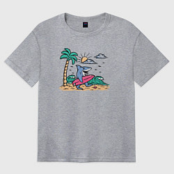 Женская футболка оверсайз Акула серфер