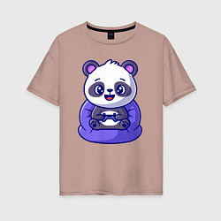 Женская футболка оверсайз Панда игроман