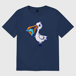 Женская футболка оверсайз Пеликан с рыбкой