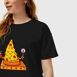 Футболка оверсайз женская Pizza yoga, цвет: черный — фото 2