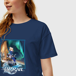 Футболка оверсайз женская Рысь Ландау, цвет: тёмно-синий — фото 2