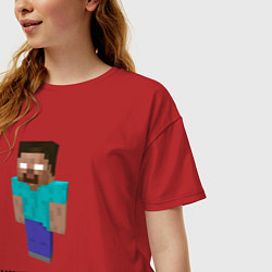 Футболка оверсайз женская Herobrine i want to believe, цвет: красный — фото 2