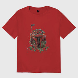 Женская футболка оверсайз Мандалорский шлем мазайка