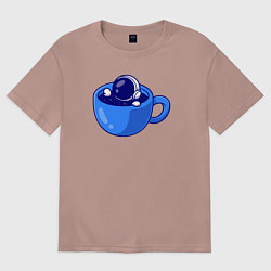 Футболка оверсайз женская Космос в кружке, цвет: пыльно-розовый