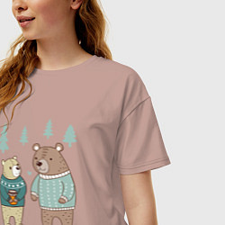 Футболка оверсайз женская Медведи-соседи, цвет: пыльно-розовый — фото 2