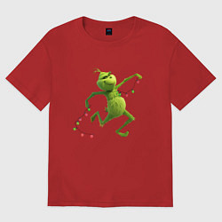 Женская футболка оверсайз Новогоднее настроение гринч с гирляндой