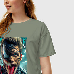 Футболка оверсайз женская Venom and Eddie - ai art fantasy, цвет: авокадо — фото 2