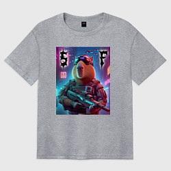 Футболка оверсайз женская Capybara soldier - special forces, цвет: меланж