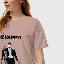 Футболка оверсайз женская Be happy, цвет: пыльно-розовый — фото 2