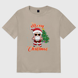 Женская футболка оверсайз Дед мороз поздравляет с новым годом