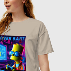 Футболка оверсайз женская Cyber Bart is an avid gamer, цвет: миндальный — фото 2