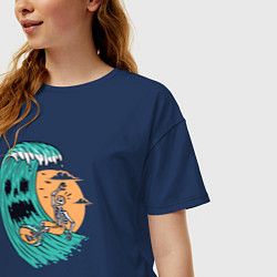 Футболка оверсайз женская Skeletor surfer, цвет: тёмно-синий — фото 2