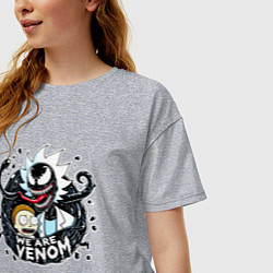 Футболка оверсайз женская Morty and Rick-Venom - meme, цвет: меланж — фото 2