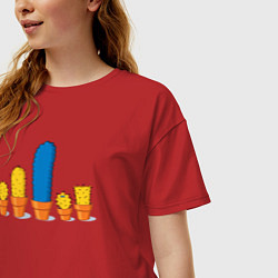 Футболка оверсайз женская Симпсоны кактусы, цвет: красный — фото 2