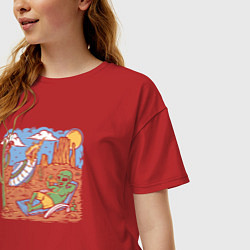 Футболка оверсайз женская Пришелец в пустыне, цвет: красный — фото 2