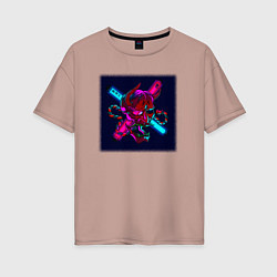 Женская футболка оверсайз Неоновый демон они