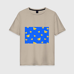 Футболка оверсайз женская Желтый самолетик, цвет: миндальный