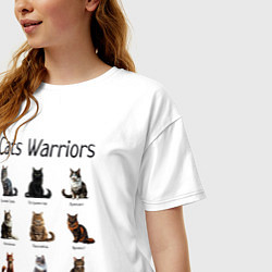 Футболка оверсайз женская Коты воители, цвет: белый — фото 2