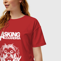 Футболка оверсайз женская Asking Alexandria rock dog, цвет: красный — фото 2