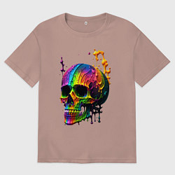 Женская футболка оверсайз Череп в краске