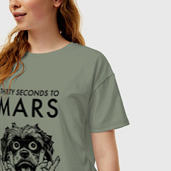 Футболка оверсайз женская Thirty Seconds to Mars - rock dog, цвет: авокадо — фото 2