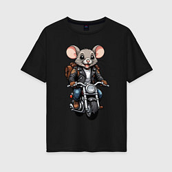 Футболка оверсайз женская Biker mice, цвет: черный