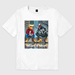 Женская футболка оверсайз Дональд Трамп и Веном - серьёзный разговор