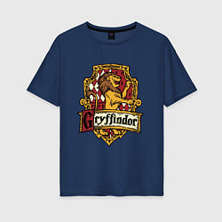 Футболка оверсайз женская Hogwarts - gryffindor logo, цвет: тёмно-синий