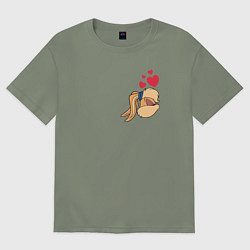 Футболка оверсайз женская Лола Банни поцелуй - парные зайцы, цвет: авокадо