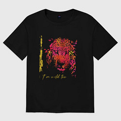 Женская футболка оверсайз Леопард-разноцветная абстракция