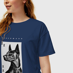 Футболка оверсайз женская Порода собаки - Доберман - половинка для пары, цвет: тёмно-синий — фото 2