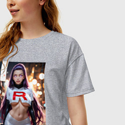 Футболка оверсайз женская Джесси Команда R Покемон, цвет: меланж — фото 2