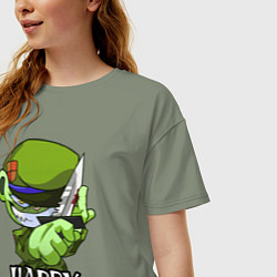 Футболка оверсайз женская Happy three friends - Flippy, цвет: авокадо — фото 2