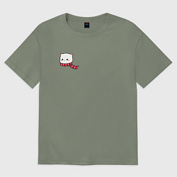 Женская футболка оверсайз Милый белый котик в шарфике для пары