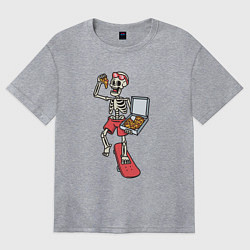 Футболка оверсайз женская Скейтер с пиццей, цвет: меланж