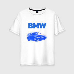 Женская футболка оверсайз Blue bmw