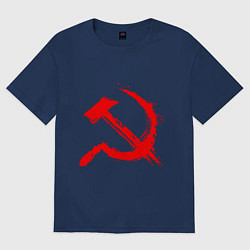 Женская футболка оверсайз Sickle and hammer red paint