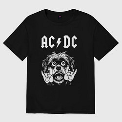 Женская футболка оверсайз AC DC rock dog