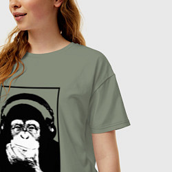 Футболка оверсайз женская Monkey in the headphones, цвет: авокадо — фото 2