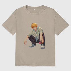 Женская футболка оверсайз Человек-бензопила Денджи чилл