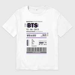 Футболка оверсайз женская Bts ticket, цвет: белый