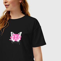 Футболка оверсайз женская Butterfly graffiti, цвет: черный — фото 2