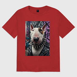 Женская футболка оверсайз Морда крутого бультерьера