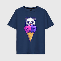 Женская футболка оверсайз Panda ice cream