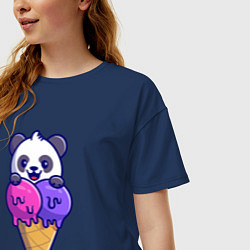 Футболка оверсайз женская Panda ice cream, цвет: тёмно-синий — фото 2