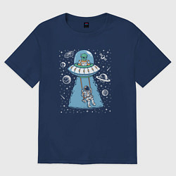 Женская футболка оверсайз Качели и космос