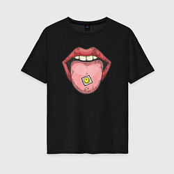 Женская футболка оверсайз Smiling lips